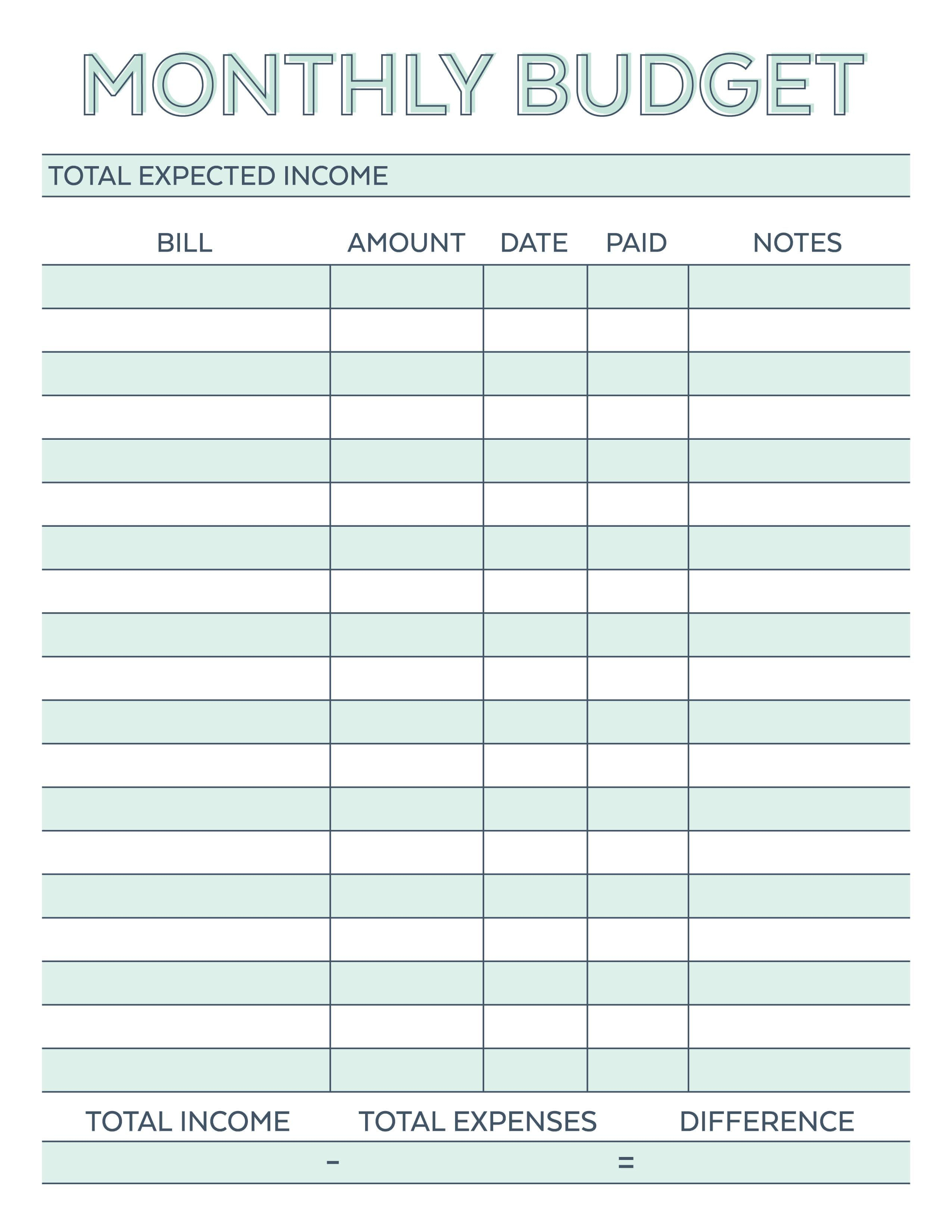 004 Household Budget Template Printable Ideas 20Free Spreadsheet | Printable Budget Worksheet Pdf
