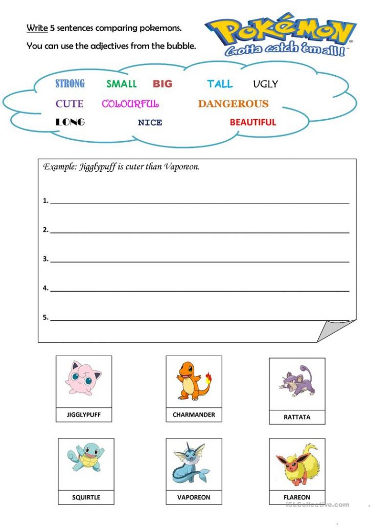 10 Free Esl Pokemon Worksheets | Pokemon Worksheets Printable
