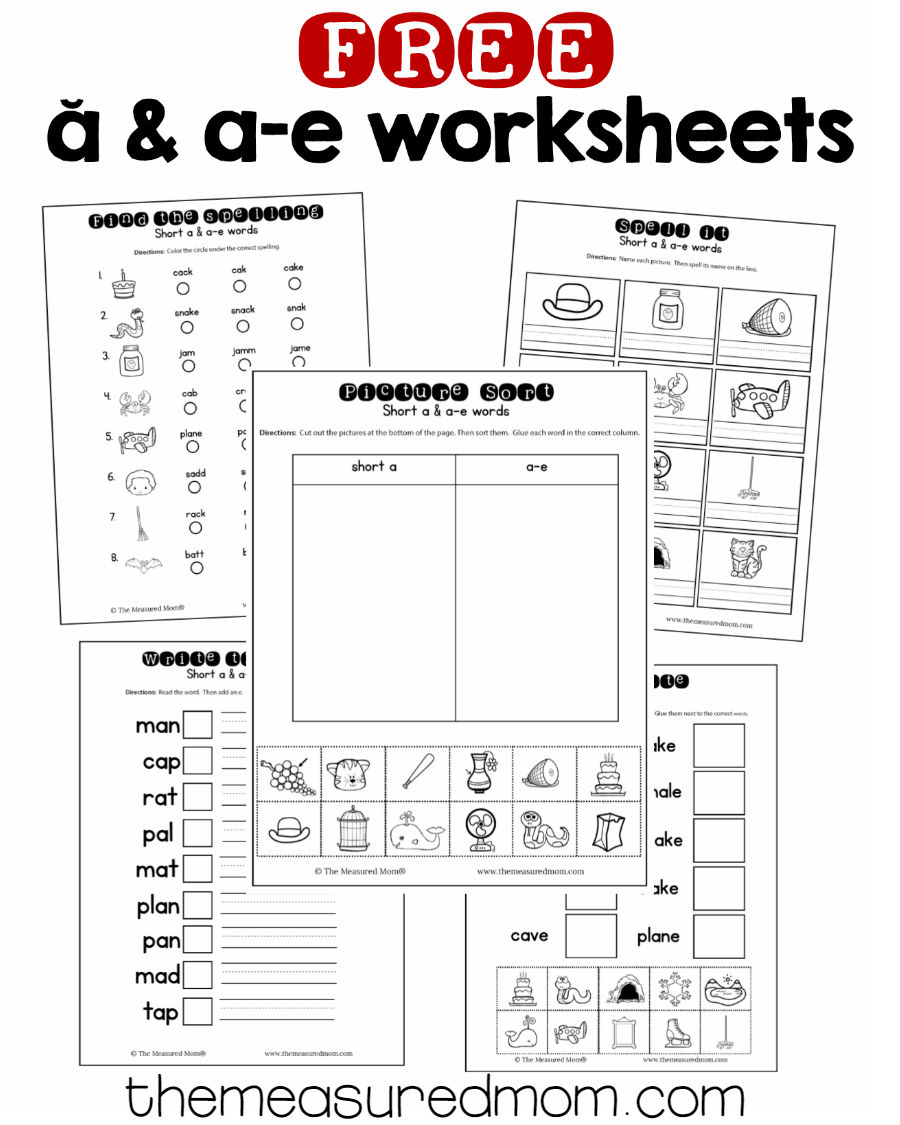 10 Free Short A &amp; A-E Worksheets - The Measured Mom | Silent E Printable Worksheets