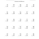 2 Digit Minus 2 Digit Subtraction With No Regrouping (A) | Printable Subtraction Worksheets With Borrowing