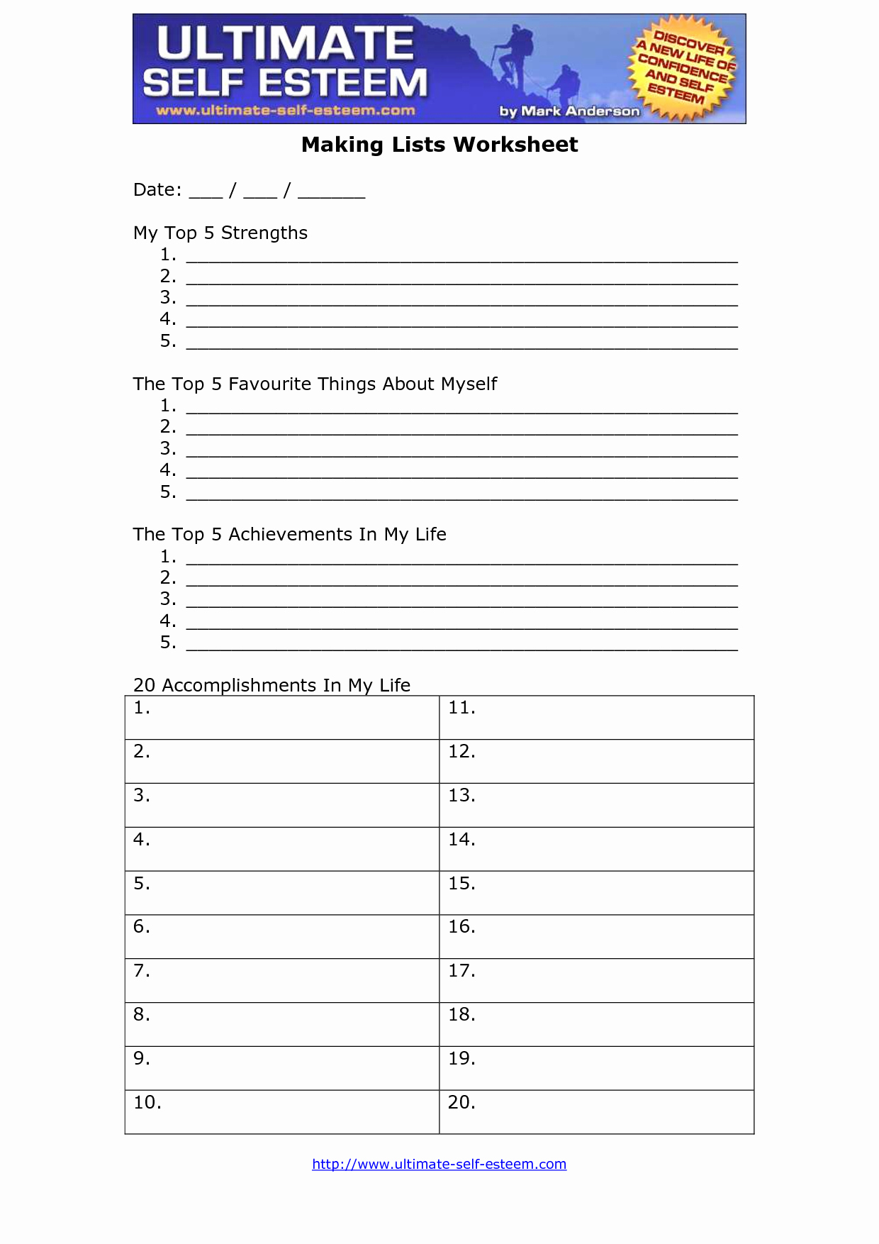 20 Printable Self Esteem Worksheets For Adults – Diocesisdemonteria | Printable Self Esteem Worksheets For Teenagers