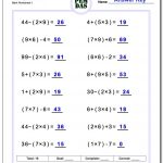 24 Printable Order Of Operations Worksheets To Master Pemdas!   Free | Free Printable Math Worksheets 6Th Grade Order Operations