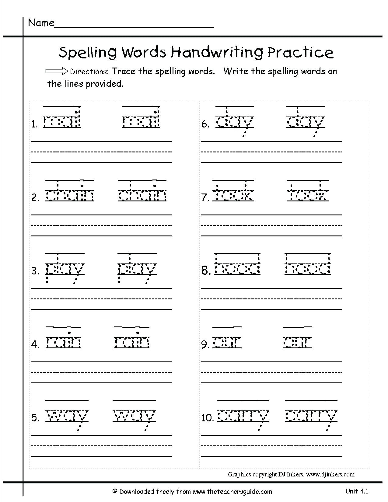 Free Printable Handwriting Worksheets For First Grade ...