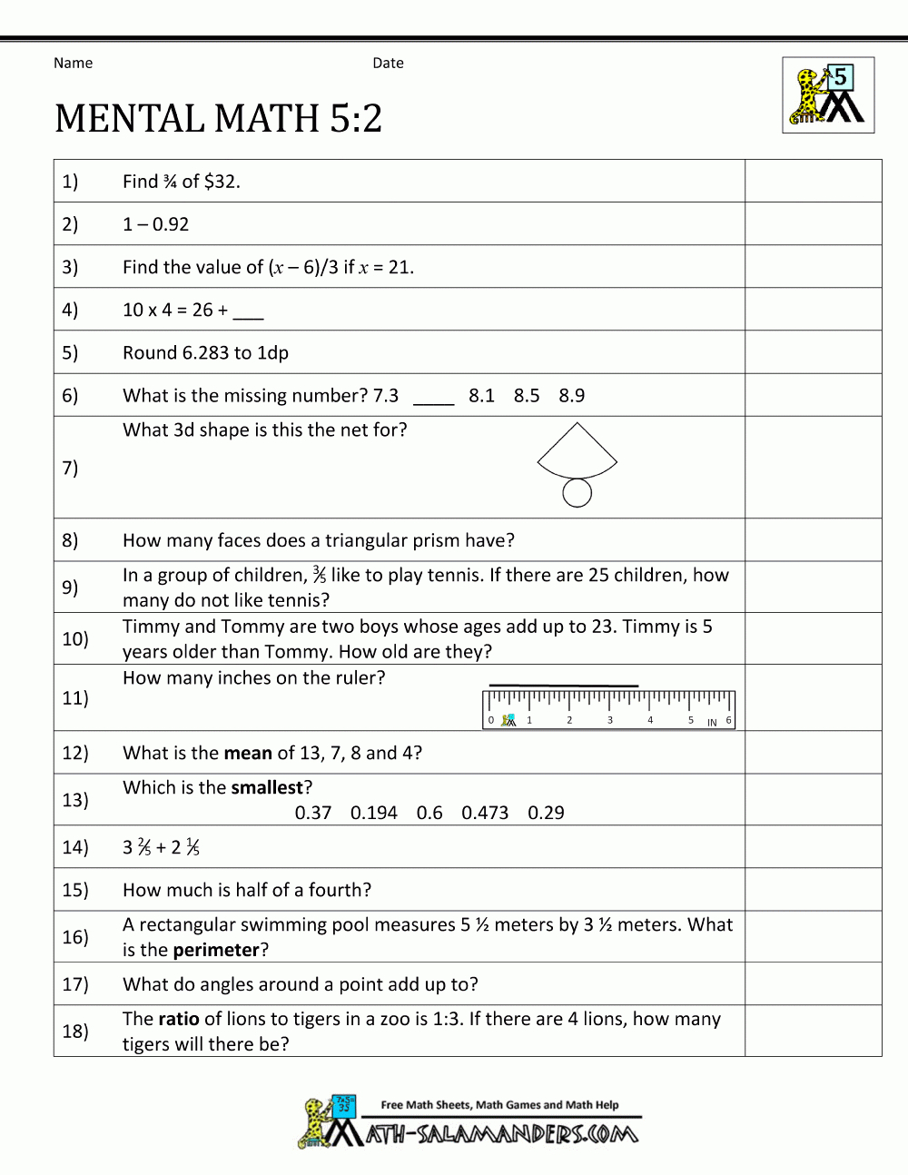 Fun Math Worksheets Fifth Grade