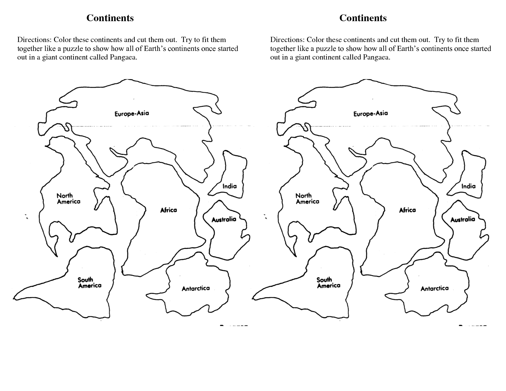 Continents Worksheet Printable Printable Worksheets