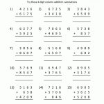 8 Grade Math Worksheets | Free Addition Worksheets Column Addition 4 | Free Printable 8Th Grade Math Worksheets