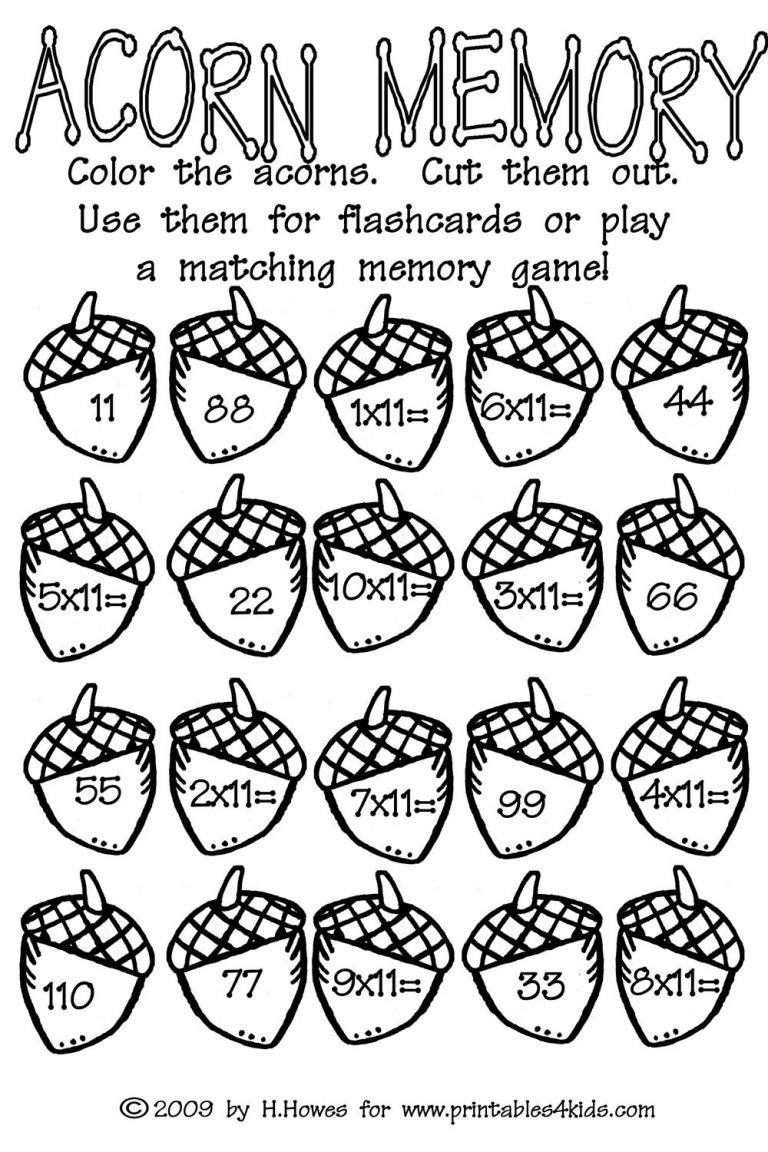 Acorn Multiplication Math Worksheet : Printables For Kids – Free | Free ...