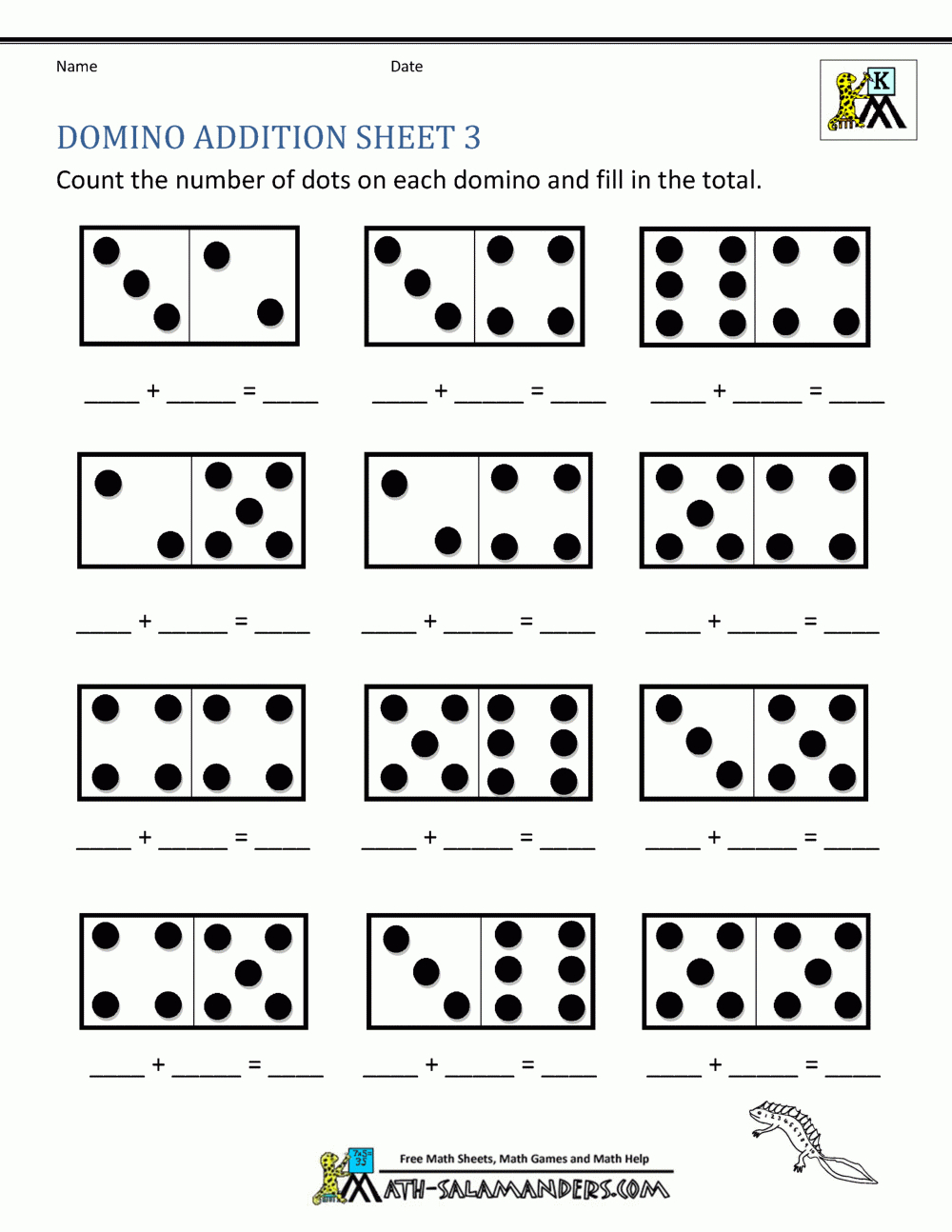 kindergarten math practice sheets