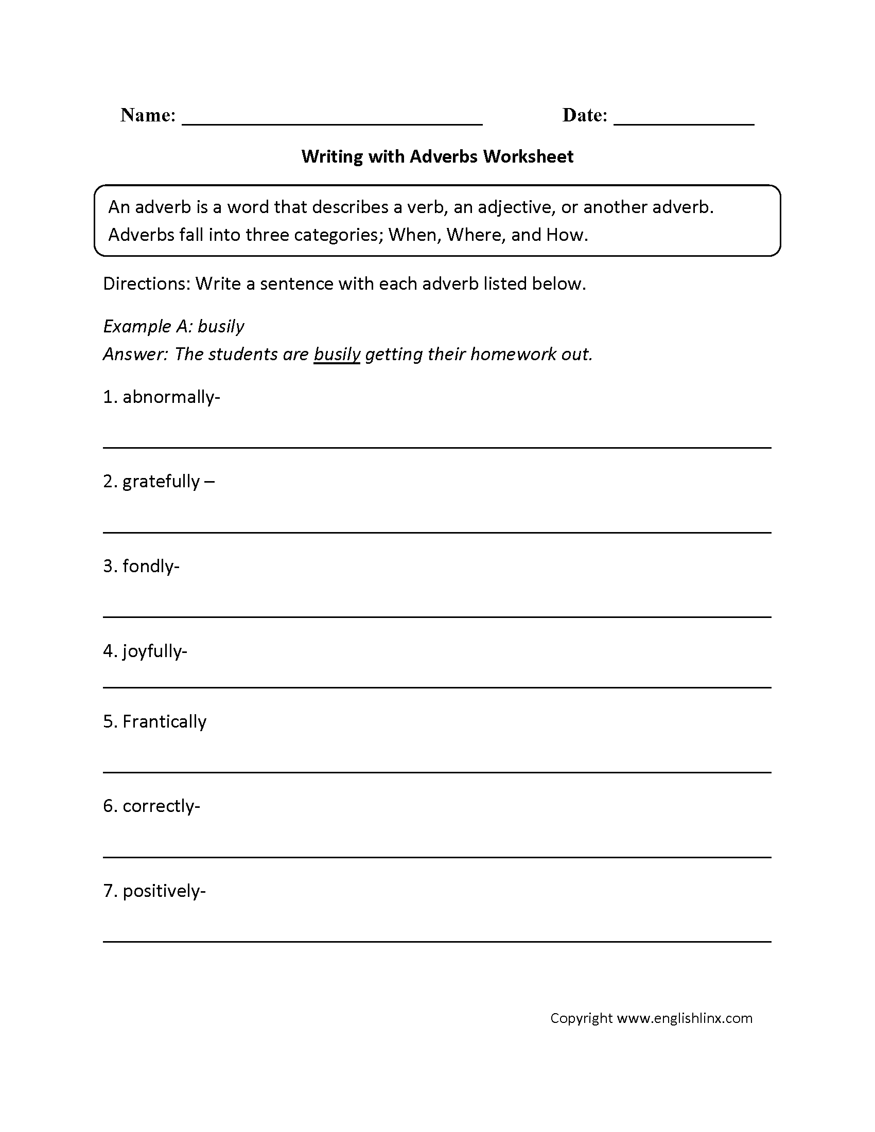 Adverbs Worksheets | Regular Adverbs Worksheets | Free Printable Worksheets On Adverbs For Grade 5