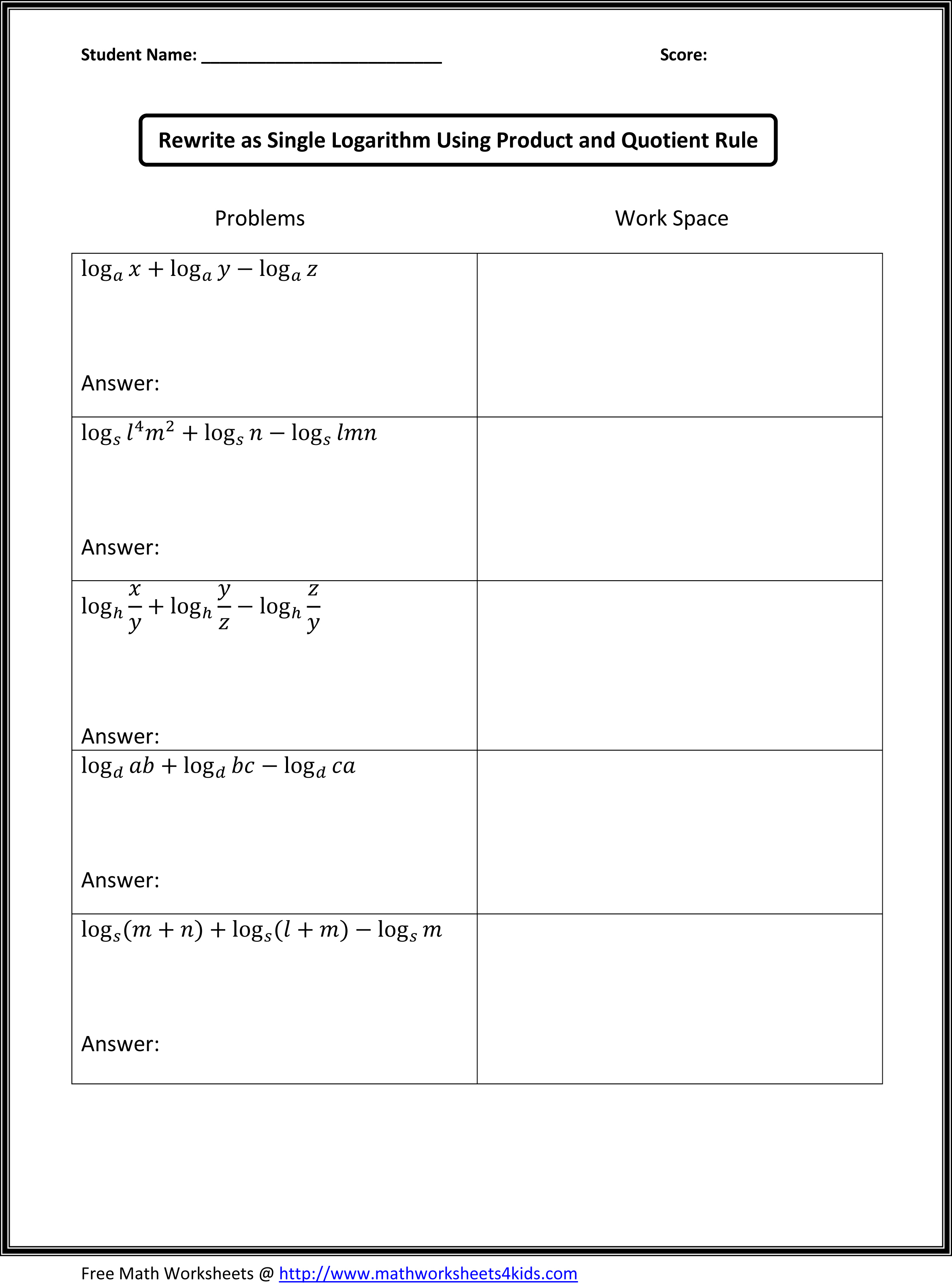 Printable Math Worksheets Www Mathworksheets4Kids Com Answers Printable Worksheets