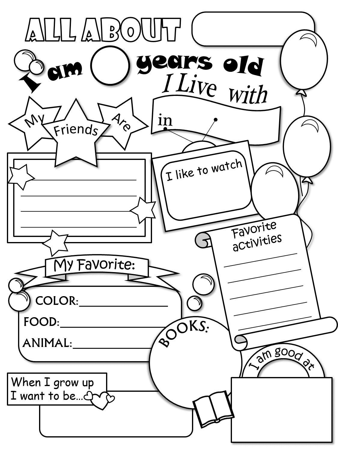 All About Me Worksheet Preschool Printable Printable Worksheets