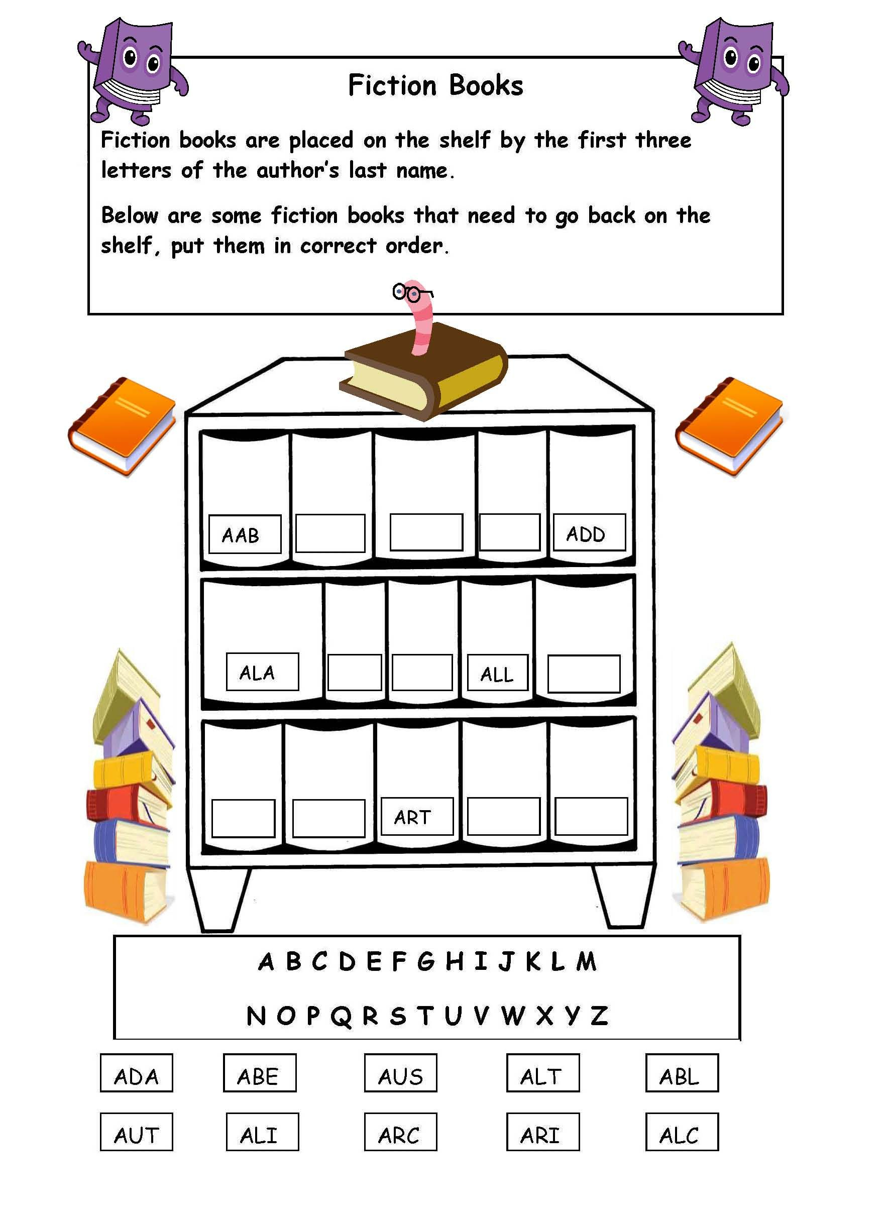 Alphabetical Order On The Shelf - Worksheet. | Library Skills - Free | Free Printable Library Skills Worksheets