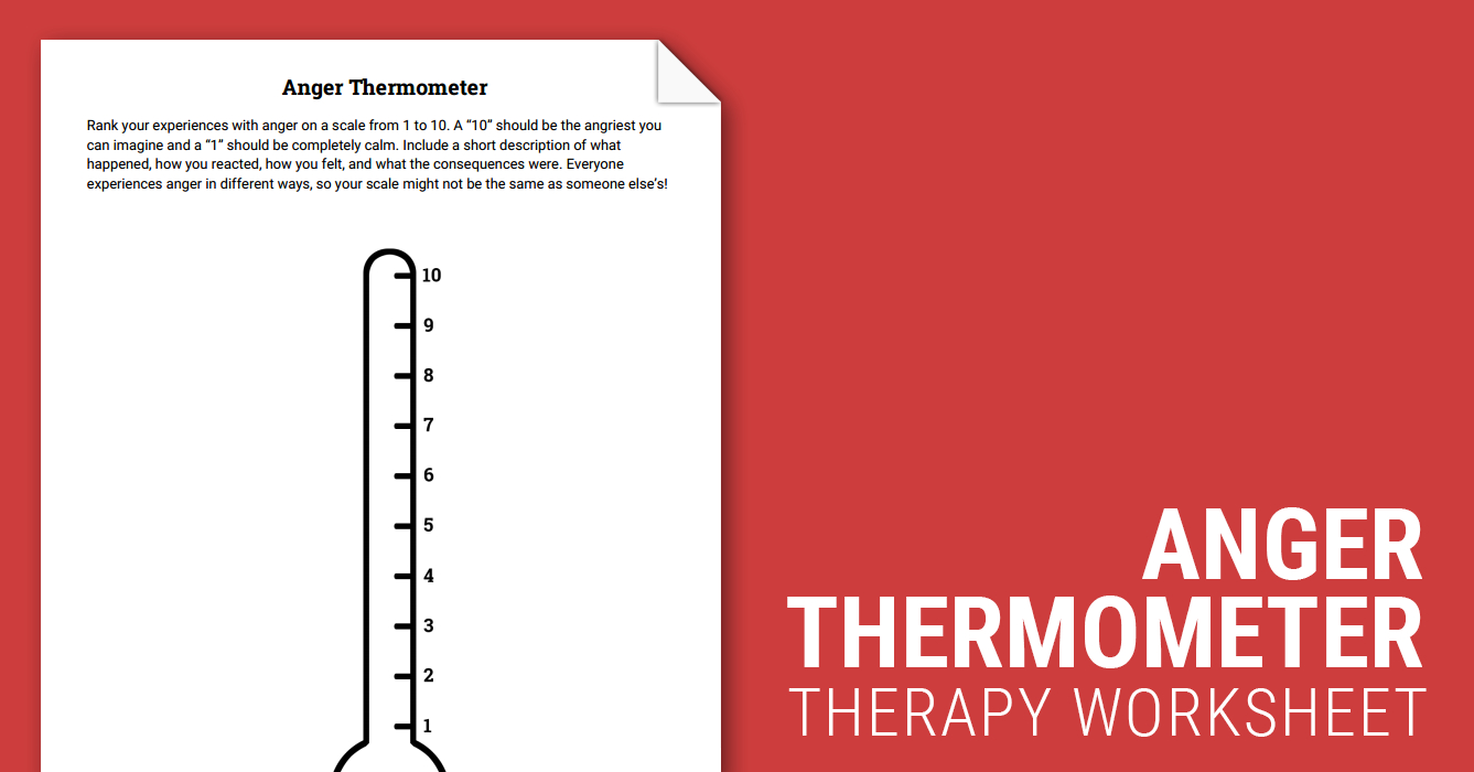 Anger Thermometer (Worksheet) | Therapist Aid | Thermometer Printable Worksheets