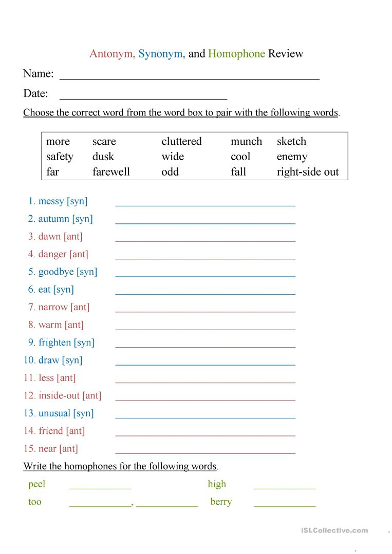 Homonyms Homophones Homographs English Esl Worksheets Free Printable 