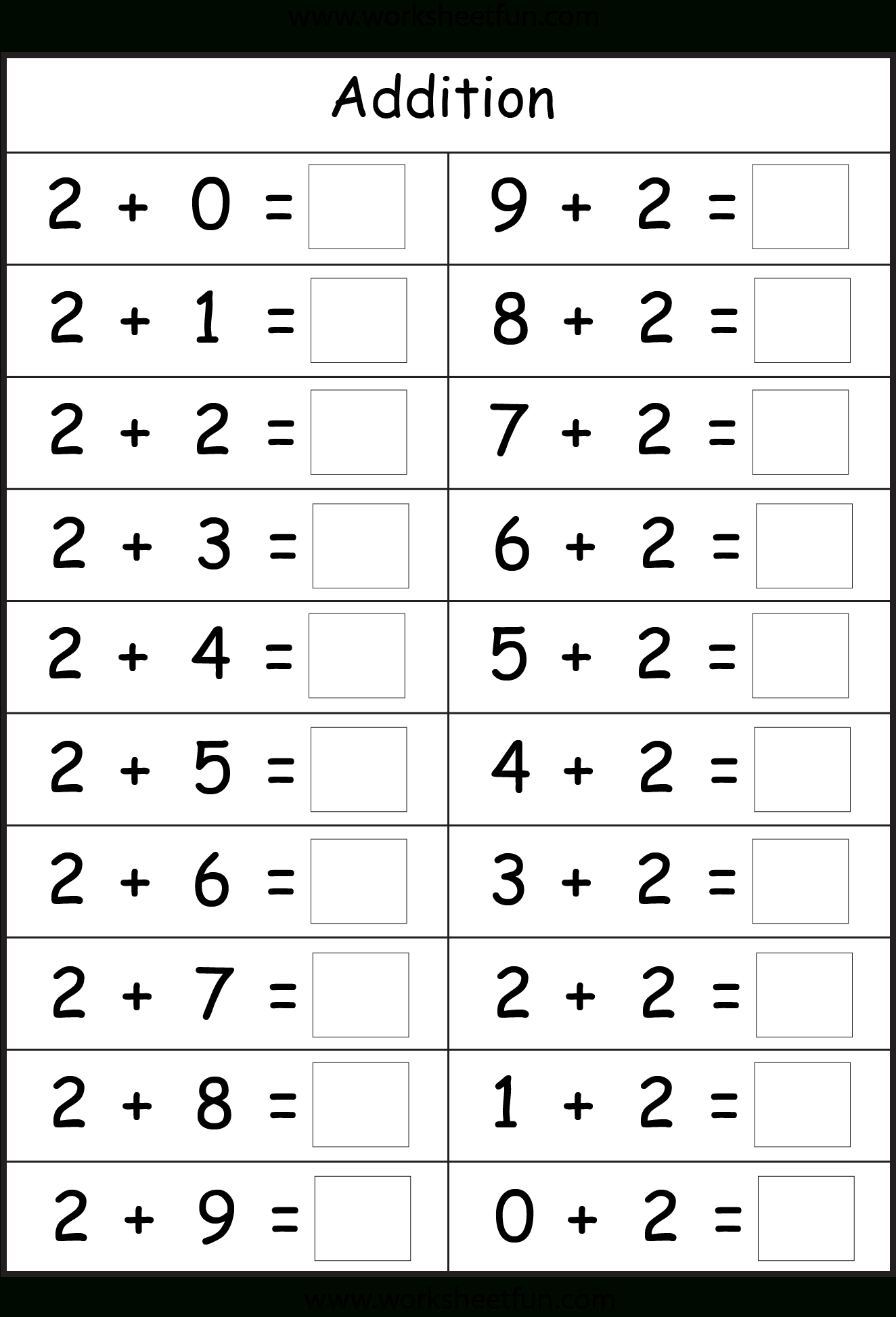 Basic Addition Facts – 8 Worksheets / Free Printable Worksheets | Free Printable Math Addition Worksheets For Kindergarten