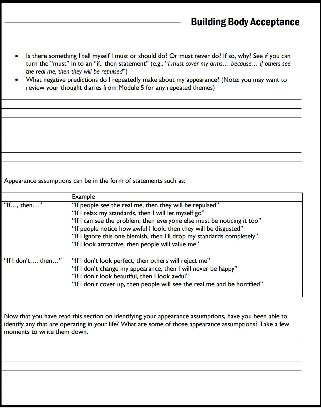 Between Sessions Mental Health Worksheets For Adults | Cognitive | Printable Mental Health Worksheets For Adults