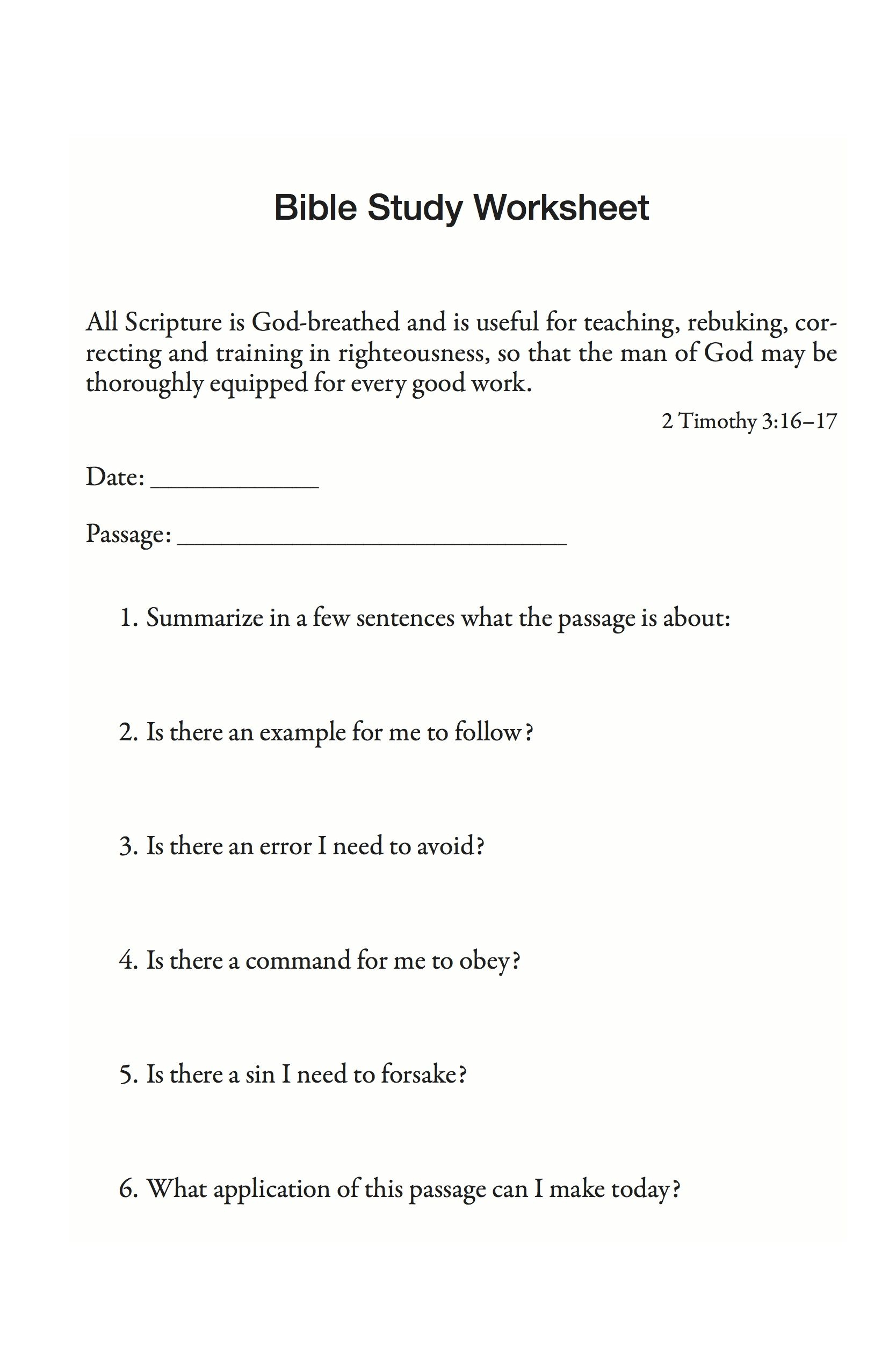 Printable Bible Study Tools