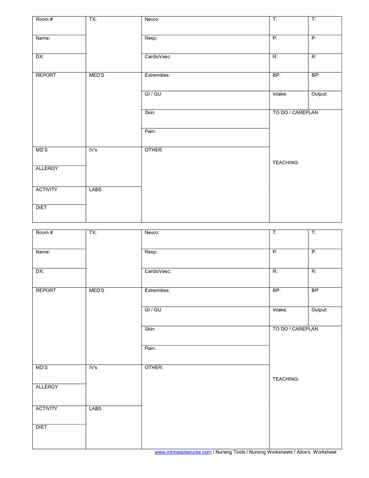 Blank+Nursing+Report+Sheets+For+Newborns | Nursing Patient Worksheet | Printable Cna Worksheets