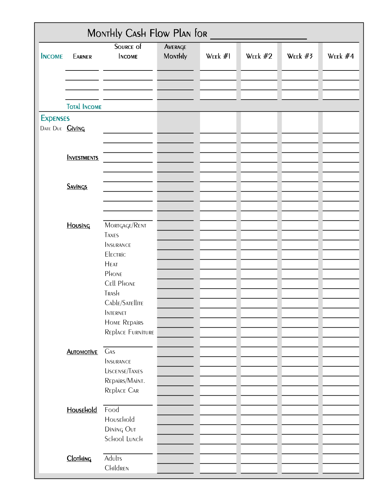 Budget Worksheet Printable Template - Koran.sticken.co | Blank Budget Worksheet Printable
