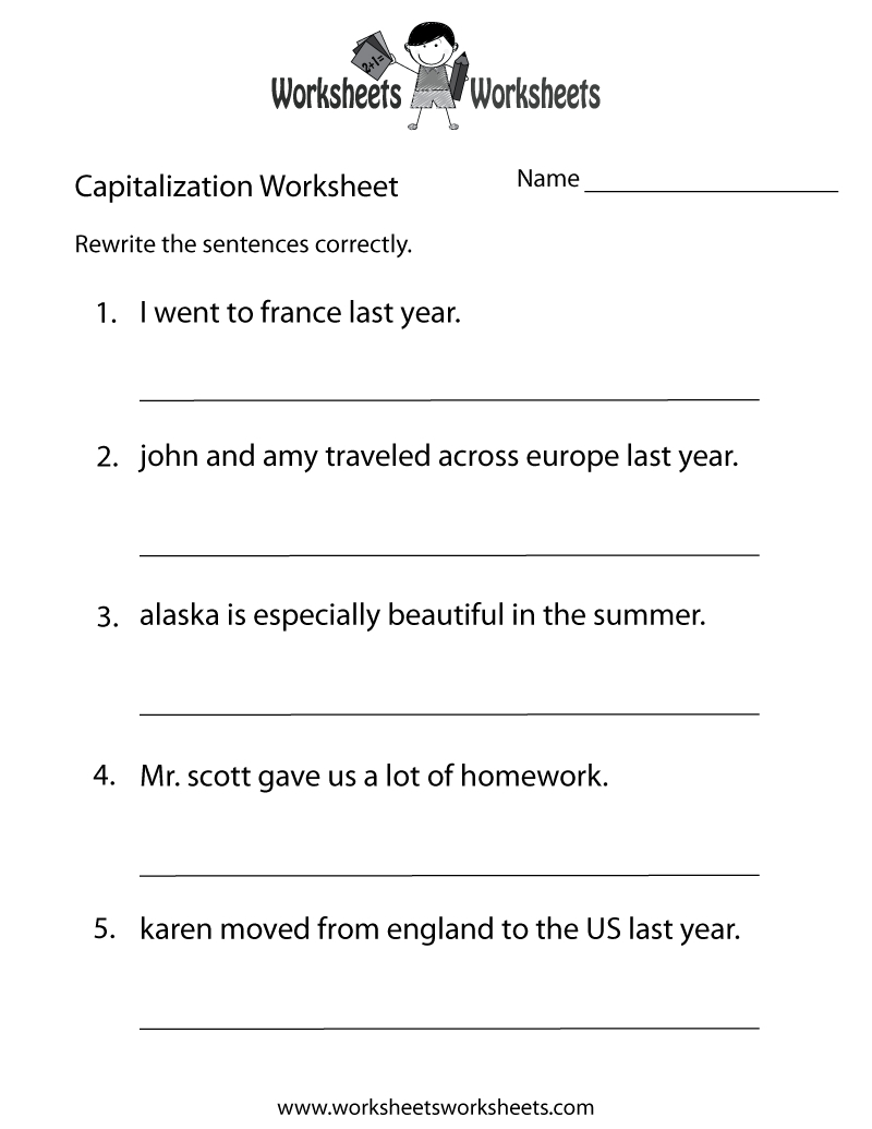 Capitalization Worksheets | Capitalization Practice Worksheet - Free | Free Printable Worksheets For Highschool Students