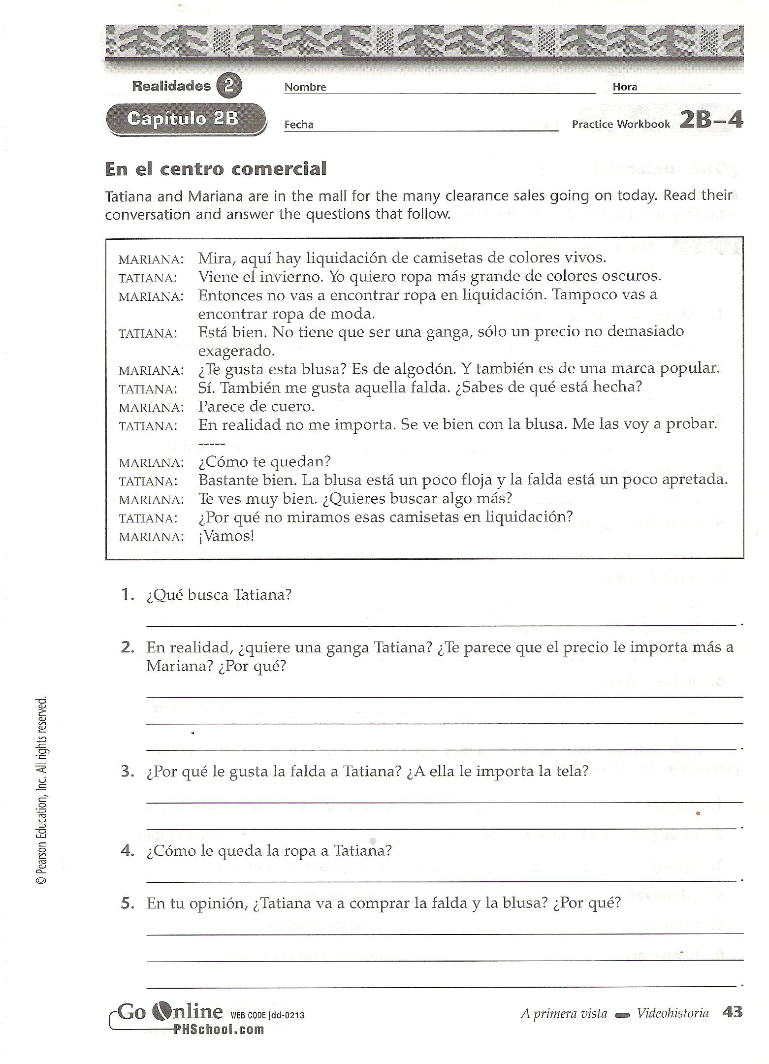 Capitulo 2 - Sra. Sheets&amp;#039; Spanish Class | Reflexive Verbs In Spanish Printable Worksheets