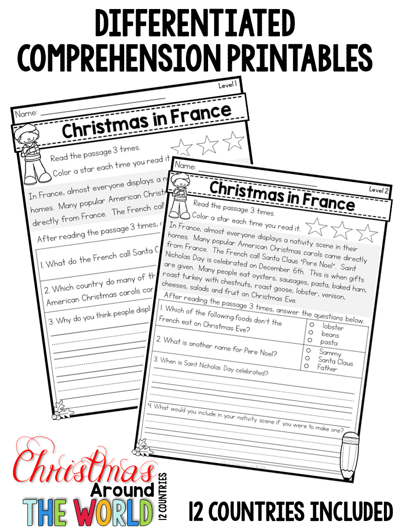 Christmas Around The World Differentiated Passages, Printables Books | Christmas Around The World Worksheets Printables