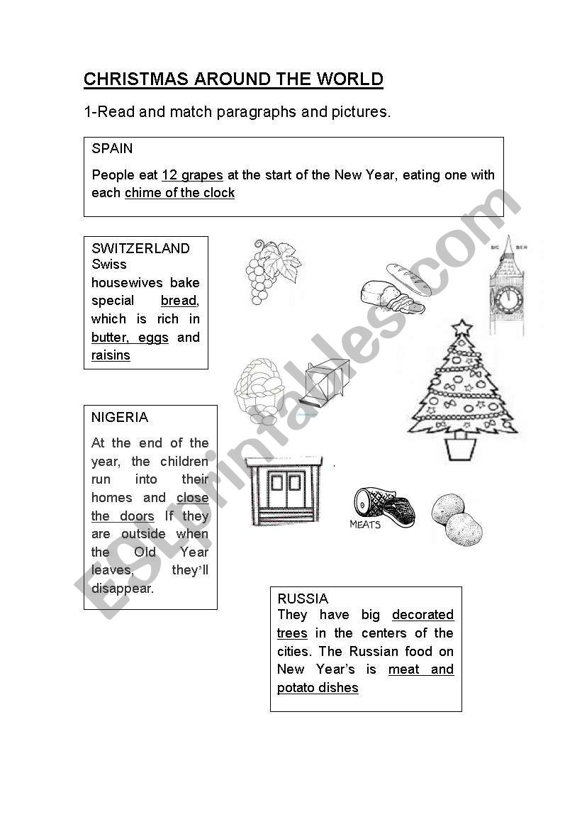 Christmas Around The World - Esl Worksheetjag6 | Christmas Around The World Worksheets Printables