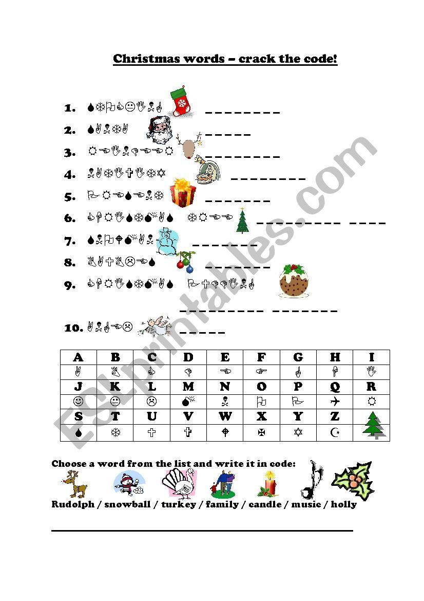 Christmas &quot;crack The Code&quot; - Esl Worksheetfrausue - Crack The Code | Crack The Code Worksheets Printable Free