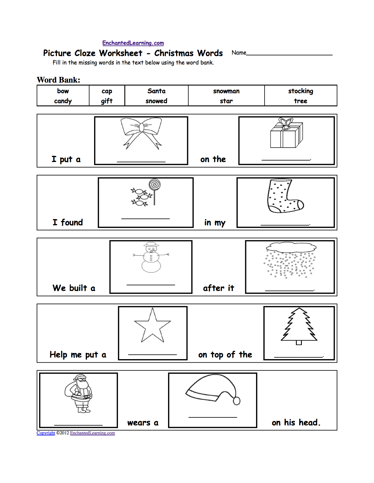 Christmas Crafts For Kids - Enchantedlearning | Free Printable Christmas Worksheets Ks2