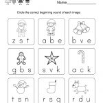 Christmas Phonics Worksheet   Free Kindergarten Holiday Worksheet | Free Printable Christmas Kindergarten Worksheets