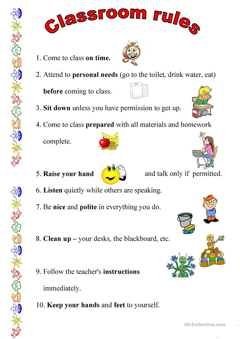 Classroom Rules Worksheet - Free Esl Printable Worksheets Made | Free Printable Classroom Rules Worksheets