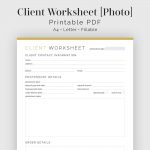Client Worksheet Photography Fillable Printable Pdf | Etsy | Printable Photography Worksheets