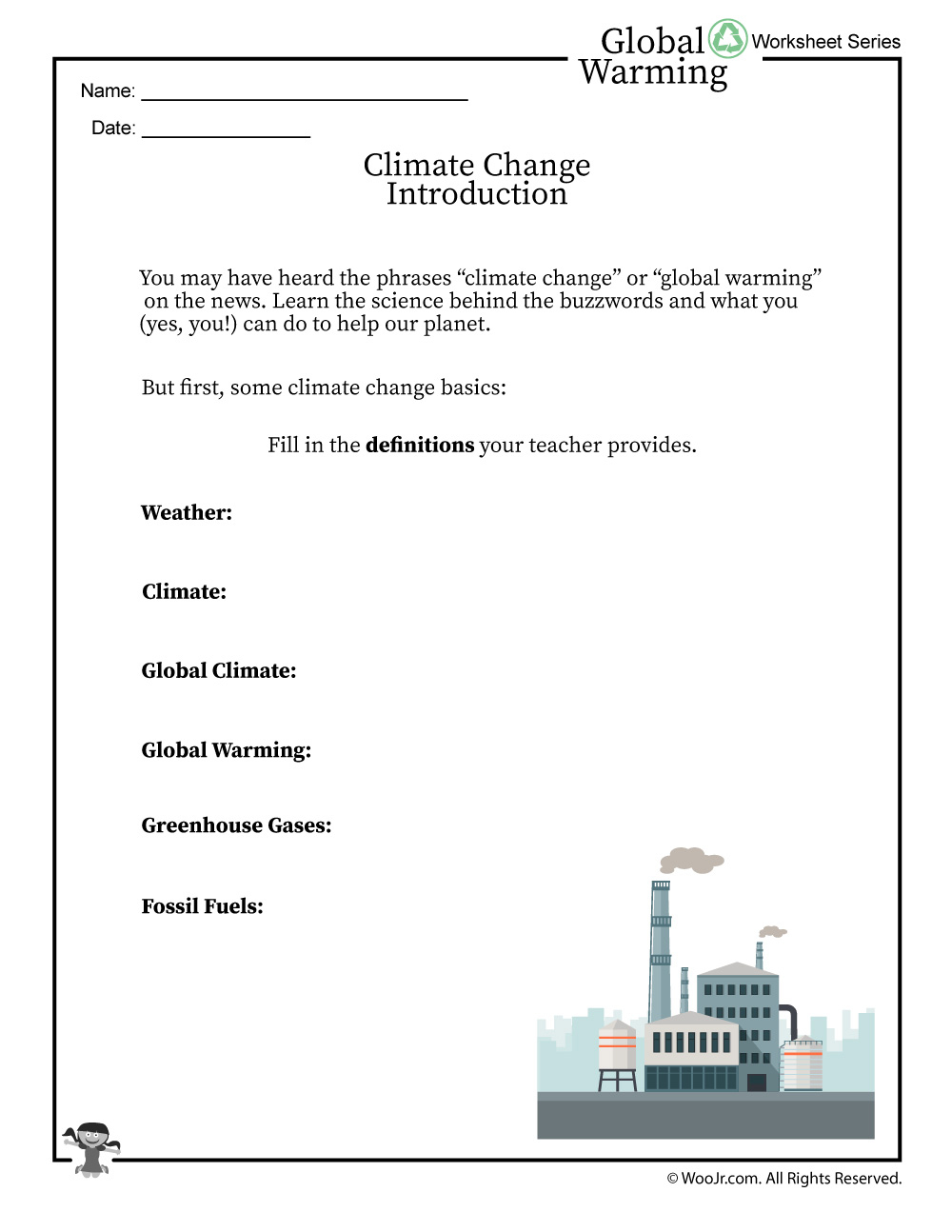 Climate Change Basics And Definitions Worksheet | Woo! Jr. Kids | Climate Change Printable Worksheets