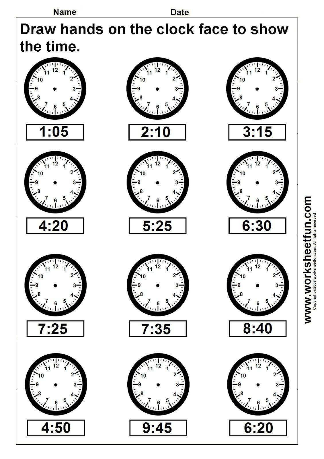Free Printable Time Worksheets For Kindergarten Printable Worksheets