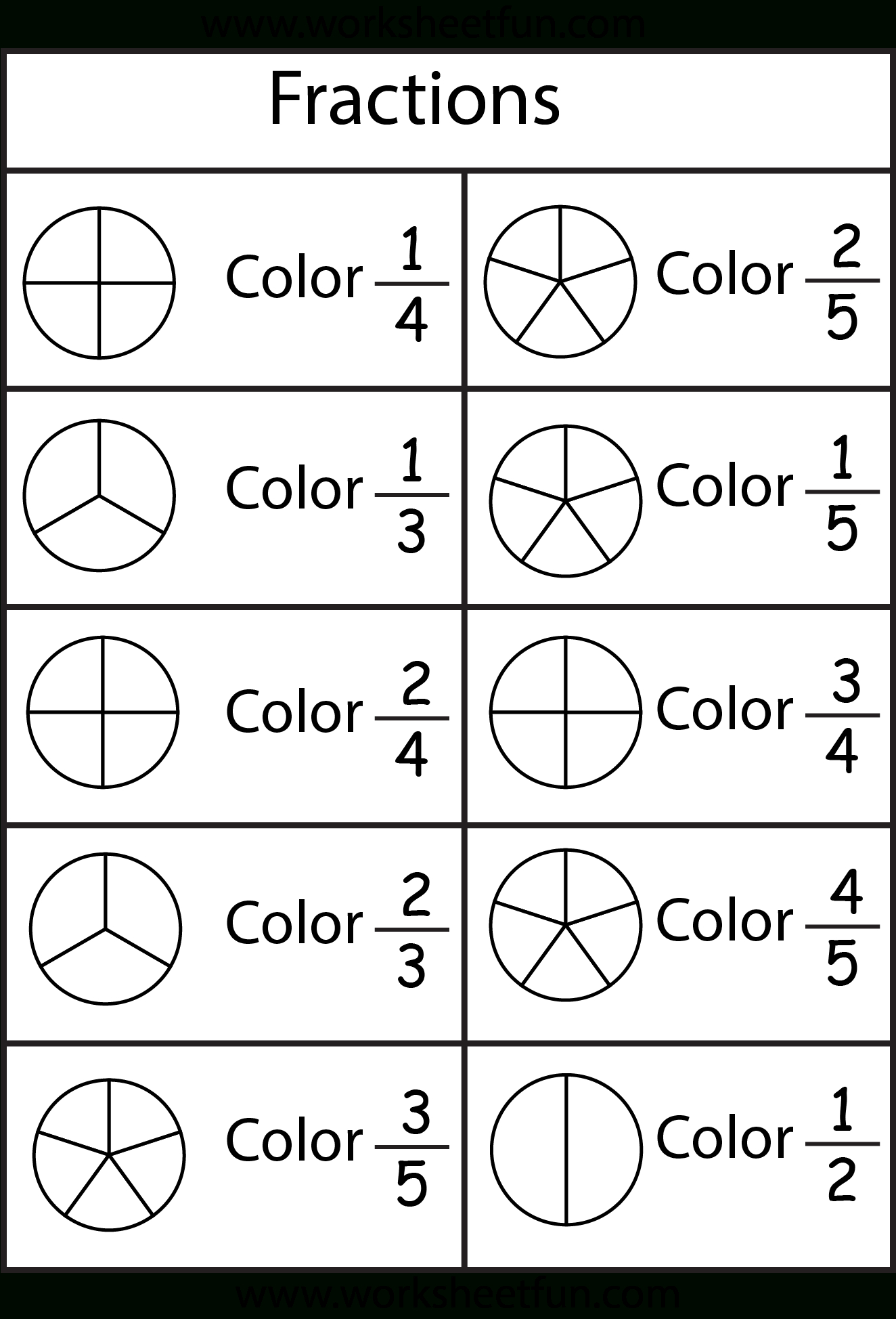 Free Printable First Grade Fraction Worksheets Printable Worksheets