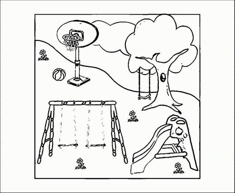 Coloring ~ Playground Coloring Pages Childrens Vector Illustration ...