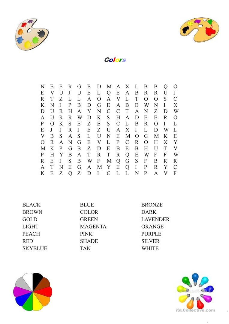 Colors Word Search Worksheet - Free Esl Printable Worksheets Made | Colours Wordsearch Printable Worksheets