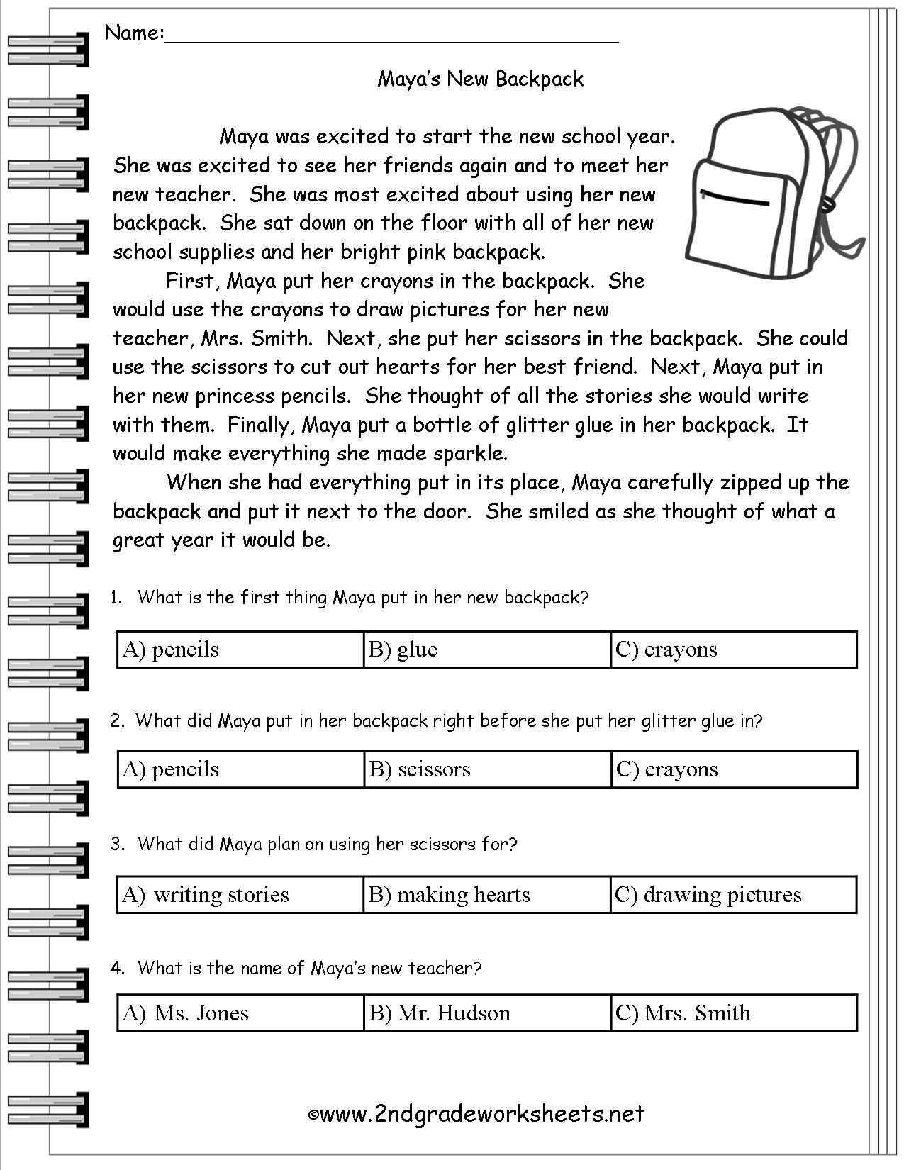 Comprehension Worksheet | Education | Reading Comprehension | Free Printable 3Rd Grade Reading Worksheets
