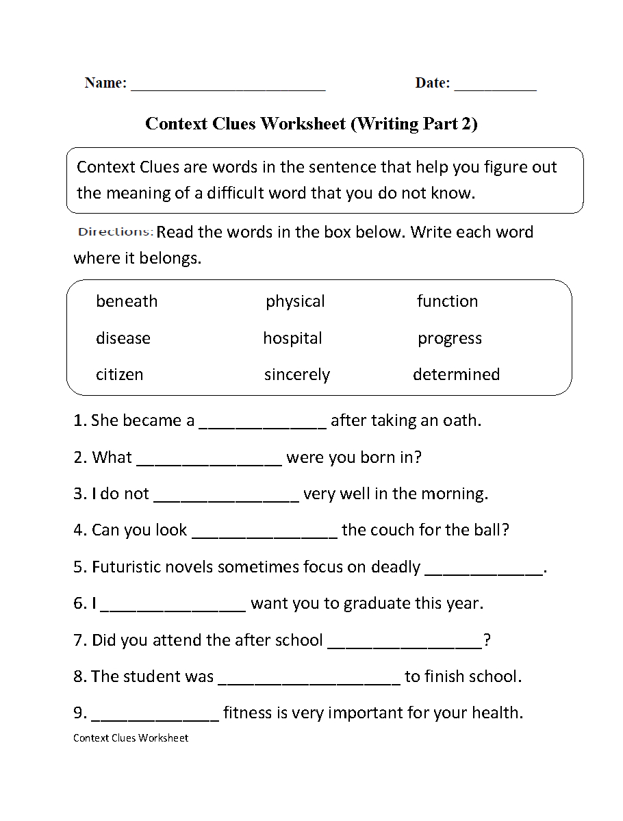 Context Clues Worksheet Writing Part 2 Intermediate | Ela | Context | Free Printable Context Clues Worksheets