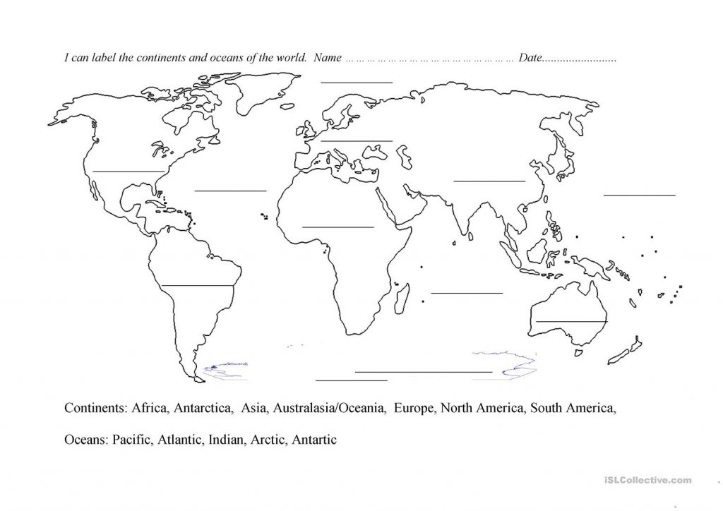 Label The Continents Worksheets