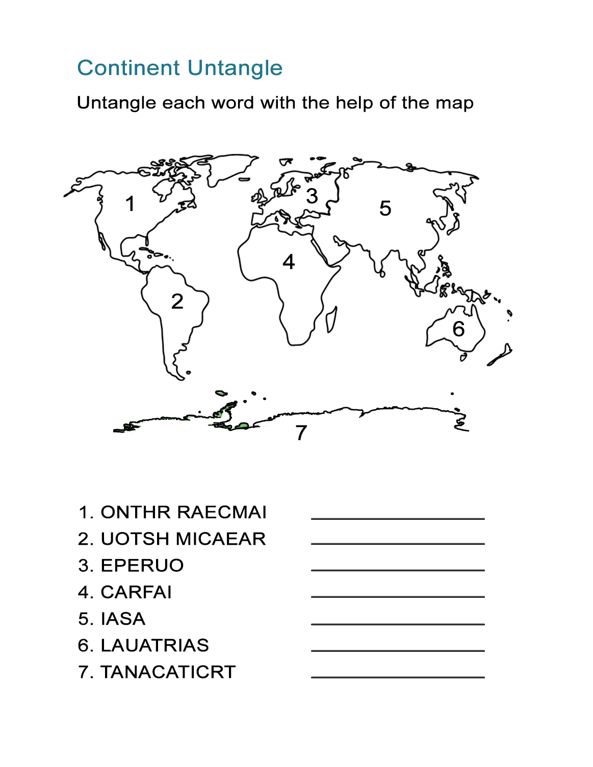 Continents Worksheet: Can You Spell Each Continent Correctly? - All Esl | Continents Worksheet Printable