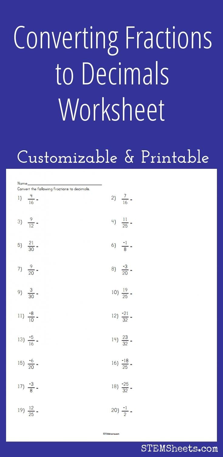 Converting Fractions To Decimals Worksheet - Customizable And | Fractions To Decimal Worksheets Printable