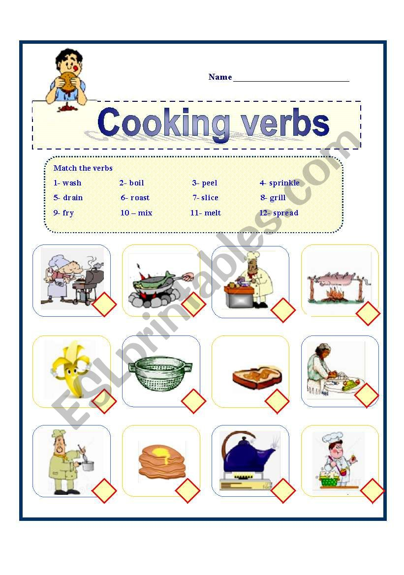 Cooking Verbs Printable Worksheets Printable Worksheets