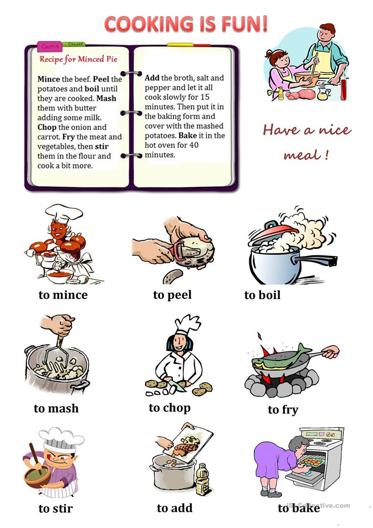 Cooking Verbs Worksheet - Free Esl Printable Worksheets Madeteachers | Cooking Verbs Printable Worksheets