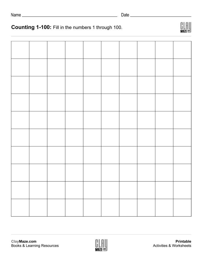 Counting Chart 1 To 100 (Blank) | Free Printable Children&amp;#039;s - Free | Free Printable Blank 100 Chart Worksheets