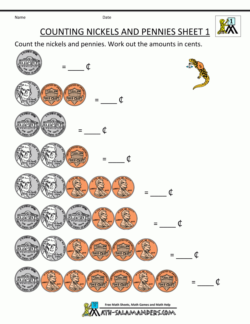 Counting Money Worksheets 1St Grade | Printable Money Worksheets