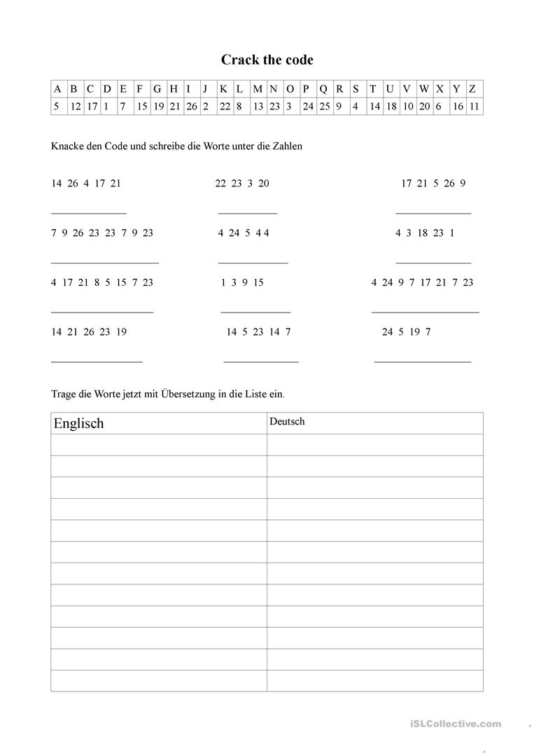 Crack The Code Worksheet - Free Esl Printable Worksheets Made | Crack The Code Worksheets Printable Free