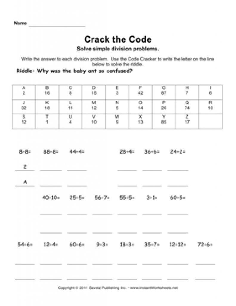 Crack The Code Worksheets Printable Free Printable Worksheets