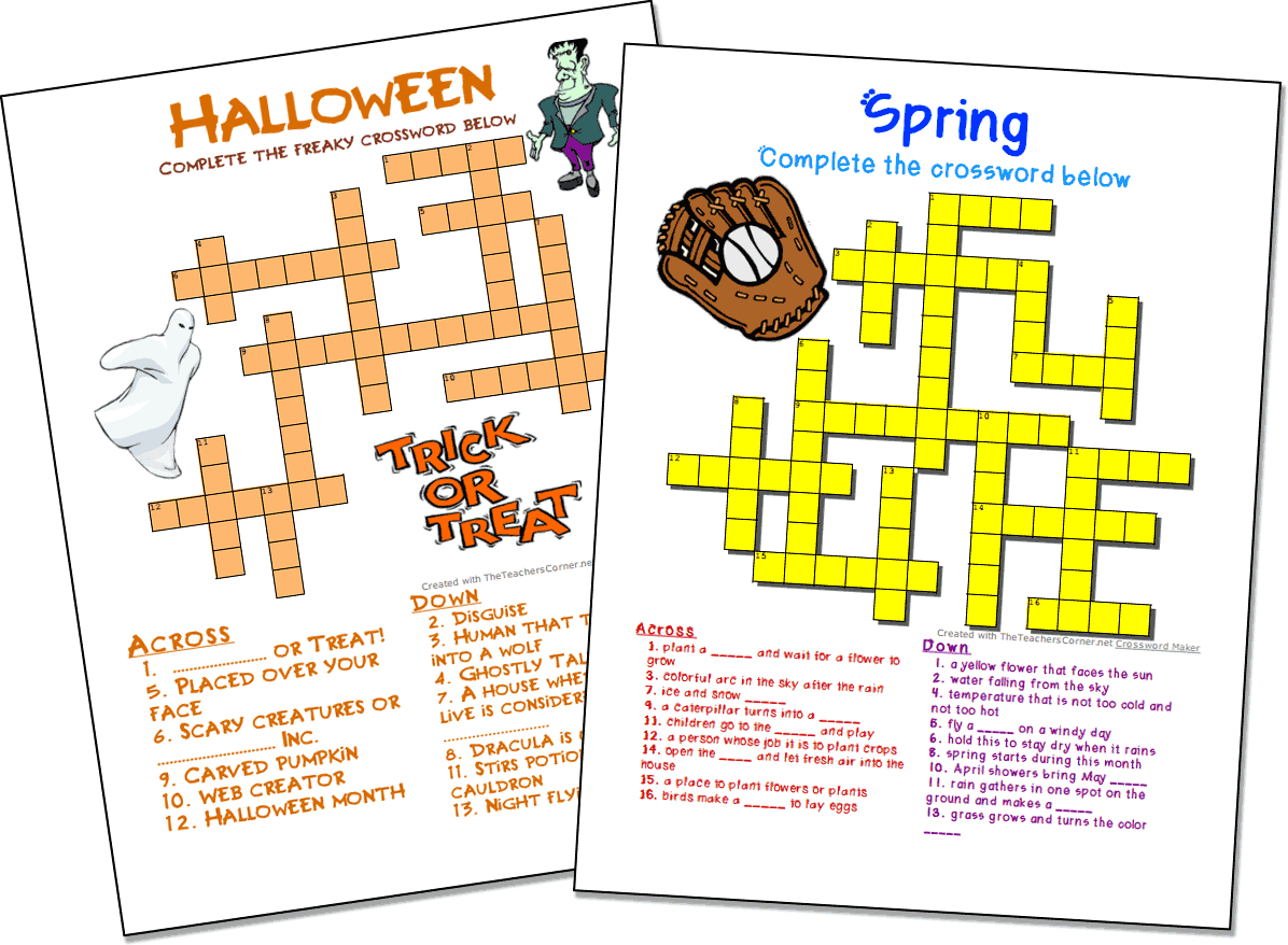 Crossword Puzzle Maker | World Famous From The Teacher's Corner | Make Your Own Worksheets Free Printable