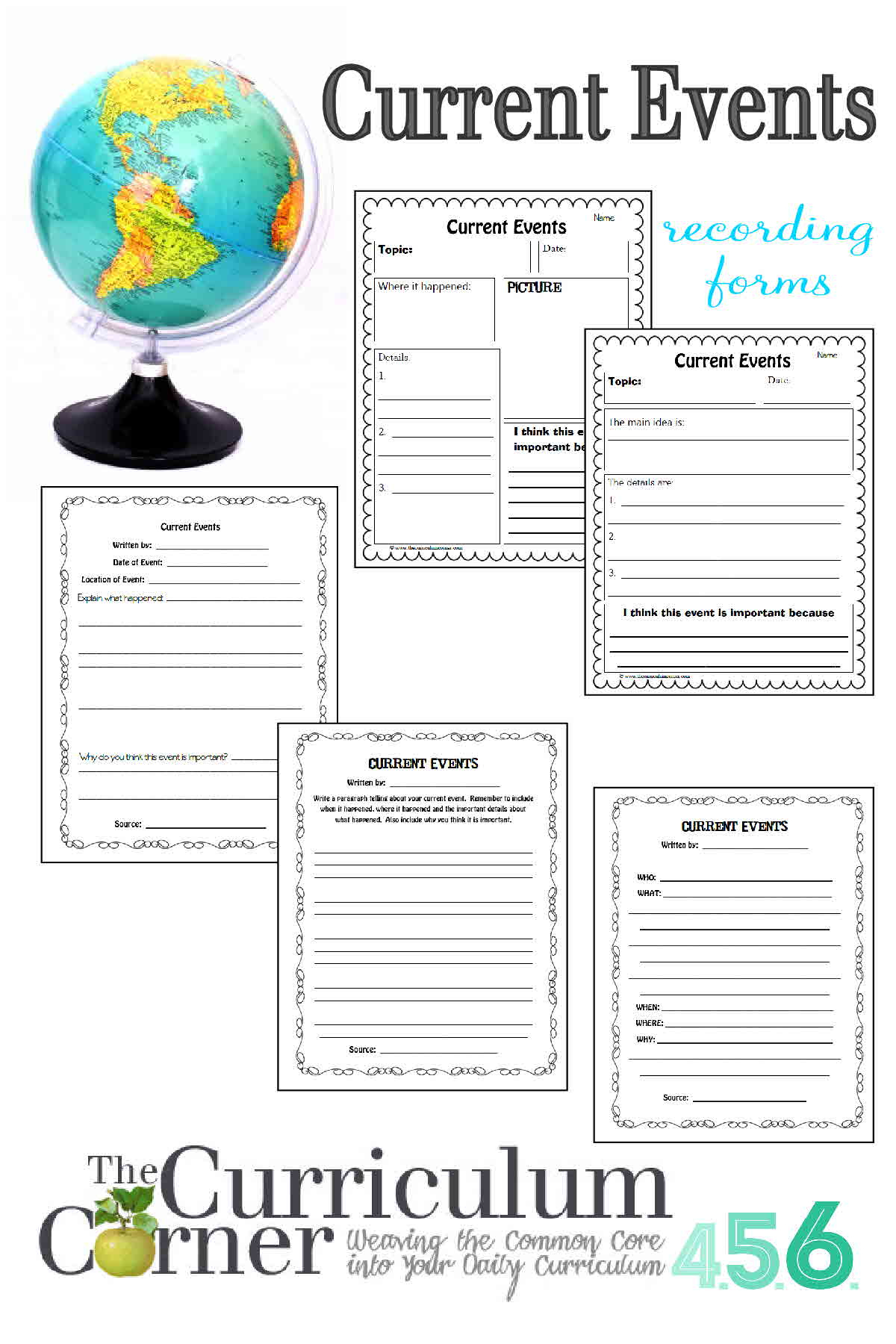 Current Events - The Curriculum Corner 4-5-6 | Current Events Printable Worksheet